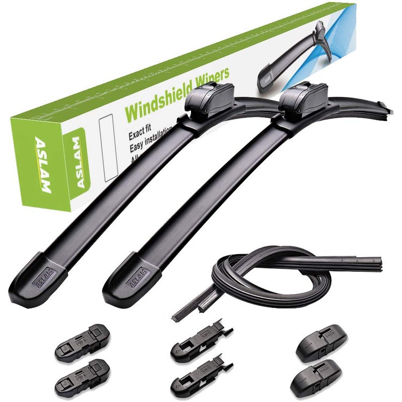 ASLAM Windshield Wipers for Cadillac CTS/Mercedes-Benz GLK-class All-Season Blade Type-M 22"+19",Multifunctional Adapters and Refills Replaceable,Double Service Life(set of 2) - Image 1